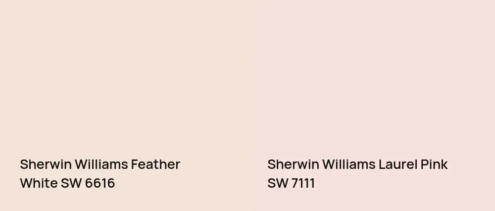 Sherwin Williams Feather White SW 6616 vs Sherwin Williams Laurel Pink SW 7111