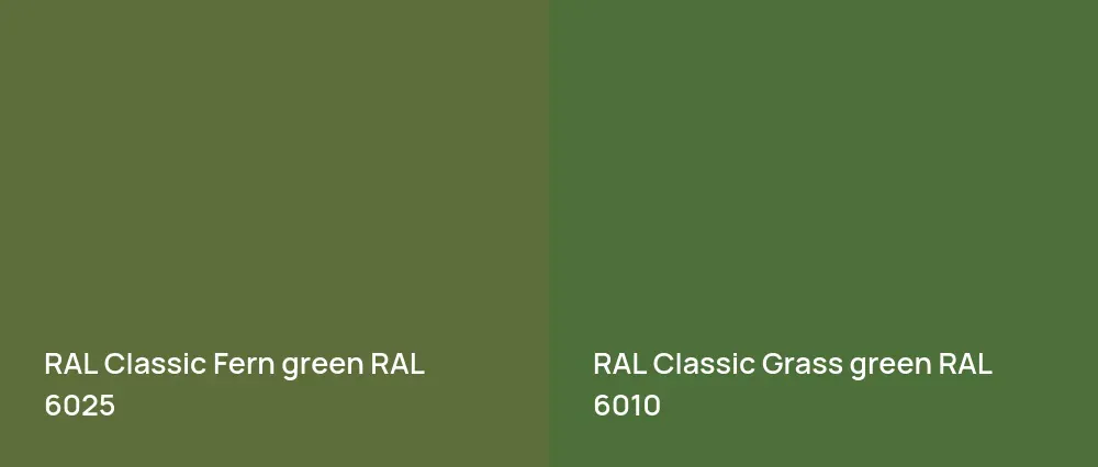 RAL Classic  Fern green RAL 6025 vs RAL Classic  Grass green RAL 6010
