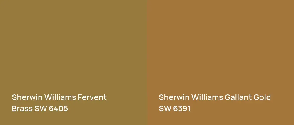 Sherwin Williams Fervent Brass SW 6405 vs Sherwin Williams Gallant Gold SW 6391