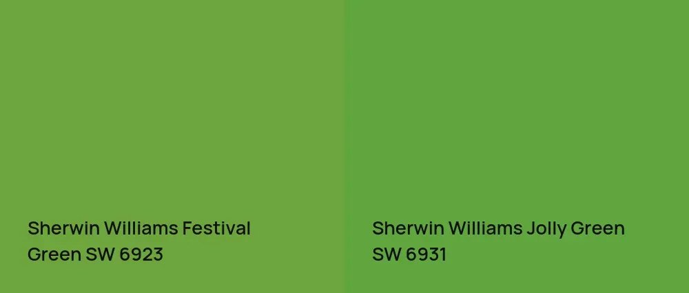 Sherwin Williams Festival Green SW 6923 vs Sherwin Williams Jolly Green SW 6931