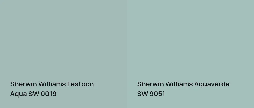 Sherwin Williams Festoon Aqua SW 0019 vs Sherwin Williams Aquaverde SW 9051