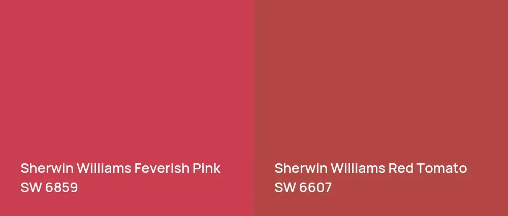 Sherwin Williams Feverish Pink SW 6859 vs Sherwin Williams Red Tomato SW 6607