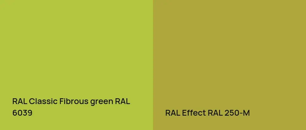 RAL Classic  Fibrous green RAL 6039 vs RAL Effect  RAL 250-M