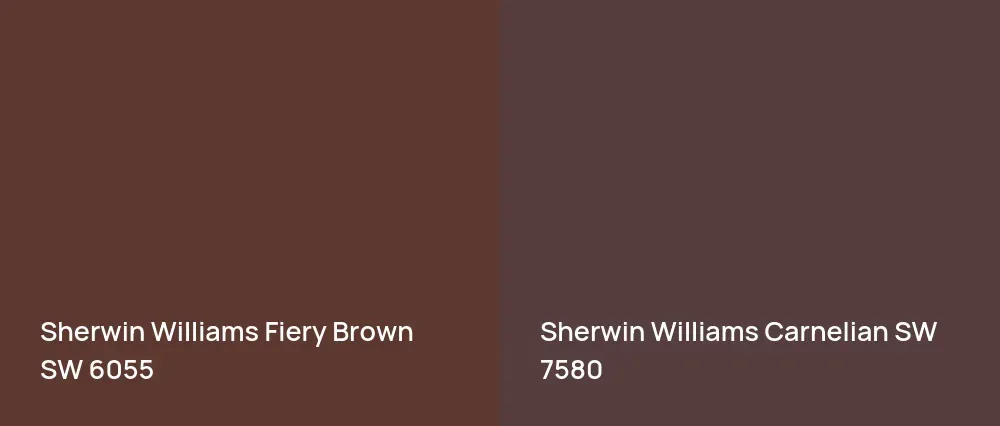 Sherwin Williams Fiery Brown SW 6055 vs Sherwin Williams Carnelian SW 7580