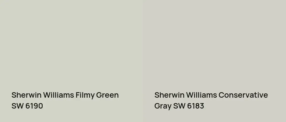 Sherwin Williams Filmy Green SW 6190 vs Sherwin Williams Conservative Gray SW 6183