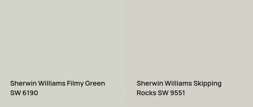 Sherwin Williams Filmy Green SW 6190 vs Sherwin Williams Skipping Rocks SW 9551