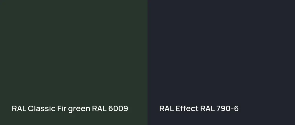 RAL Classic  Fir green RAL 6009 vs RAL Effect  RAL 790-6