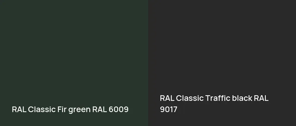 RAL Classic  Fir green RAL 6009 vs RAL Classic Traffic black RAL 9017