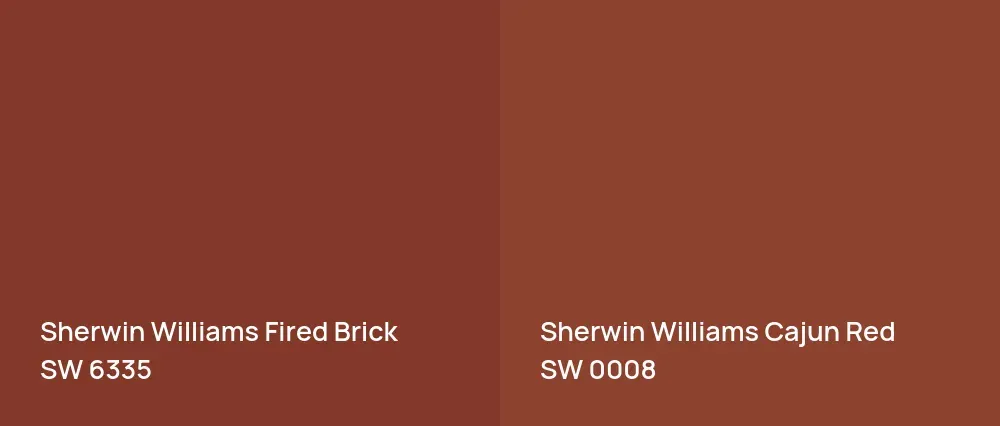 Sherwin Williams Fired Brick SW 6335 vs Sherwin Williams Cajun Red SW 0008
