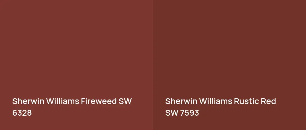 Sherwin Williams Fireweed SW 6328 vs Sherwin Williams Rustic Red SW 7593