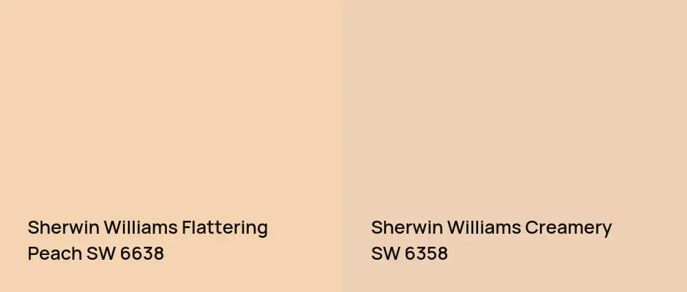 Sherwin Williams Flattering Peach SW 6638 vs Sherwin Williams Creamery SW 6358