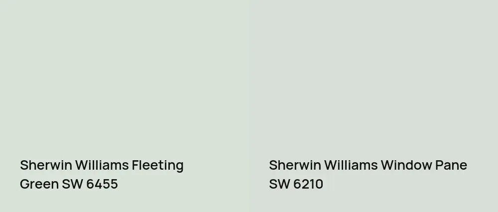 Sherwin Williams Fleeting Green SW 6455 vs Sherwin Williams Window Pane SW 6210