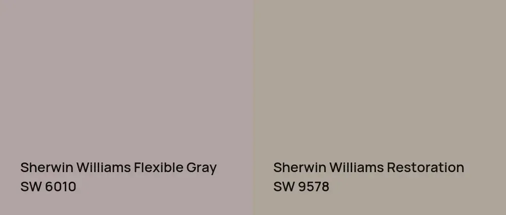 Sherwin Williams Flexible Gray SW 6010 vs Sherwin Williams Restoration SW 9578