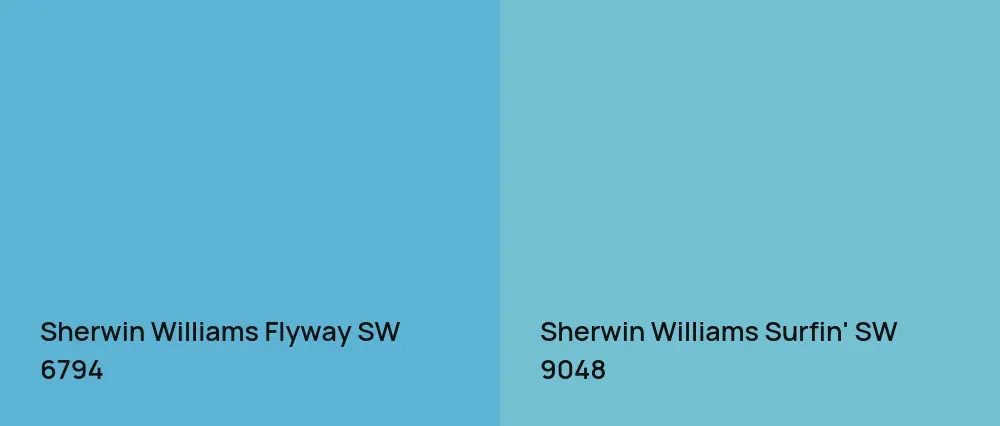 Sherwin Williams Flyway SW 6794 vs Sherwin Williams Surfin' SW 9048