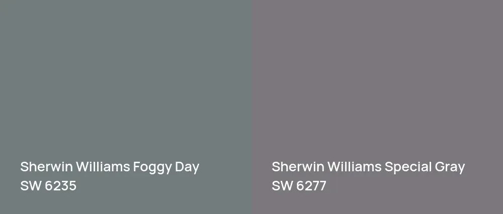 Sherwin Williams Foggy Day SW 6235 vs Sherwin Williams Special Gray SW 6277