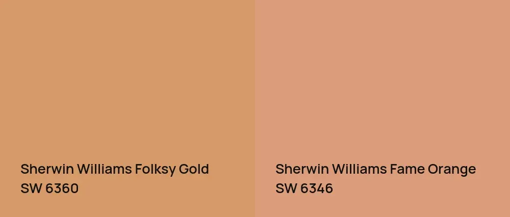 Sherwin Williams Folksy Gold SW 6360 vs Sherwin Williams Fame Orange SW 6346