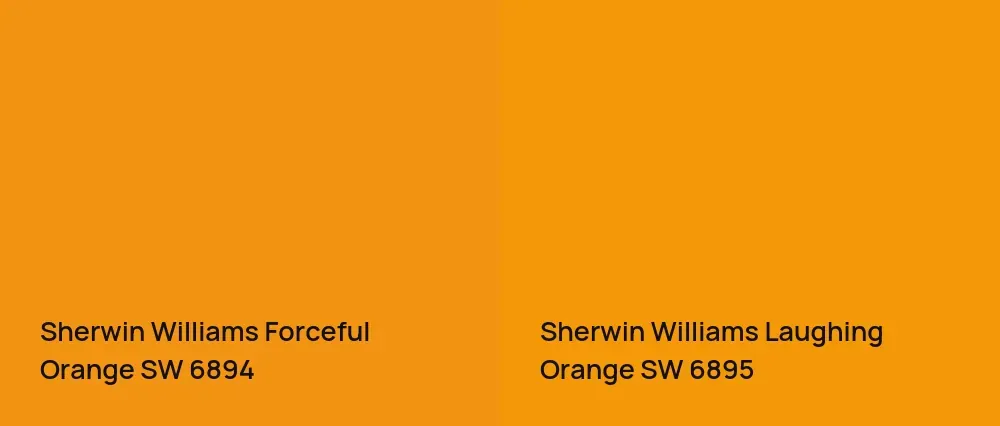 Sherwin Williams Forceful Orange SW 6894 vs Sherwin Williams Laughing Orange SW 6895