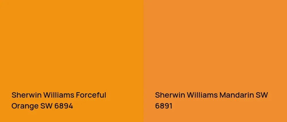 Sherwin Williams Forceful Orange SW 6894 vs Sherwin Williams Mandarin SW 6891