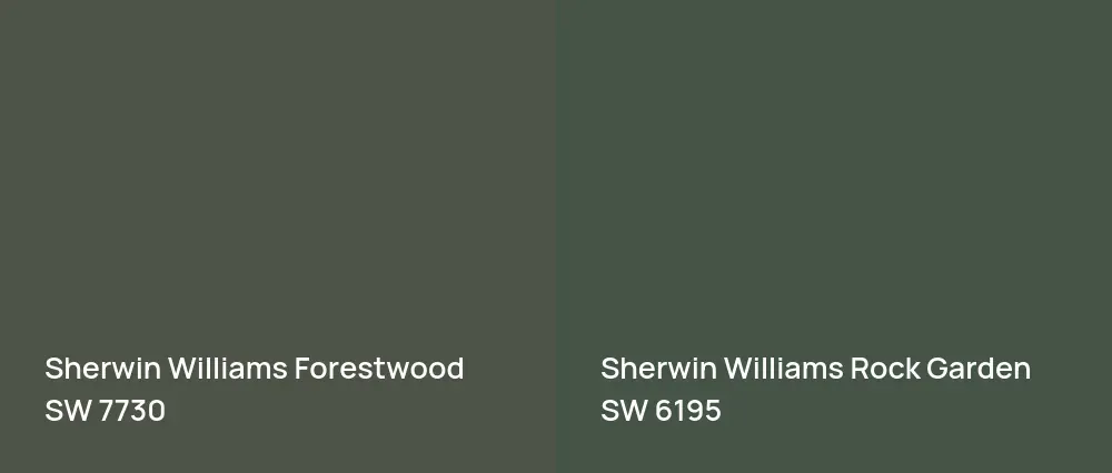Sherwin Williams Forestwood SW 7730 vs Sherwin Williams Rock Garden SW 6195