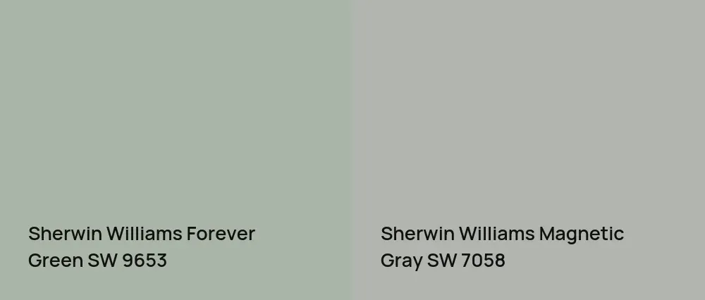 Sherwin Williams Forever Green SW 9653 vs Sherwin Williams Magnetic Gray SW 7058