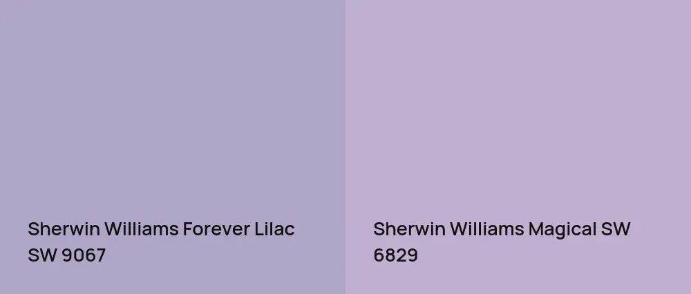 Sherwin Williams Forever Lilac SW 9067 vs Sherwin Williams Magical SW 6829