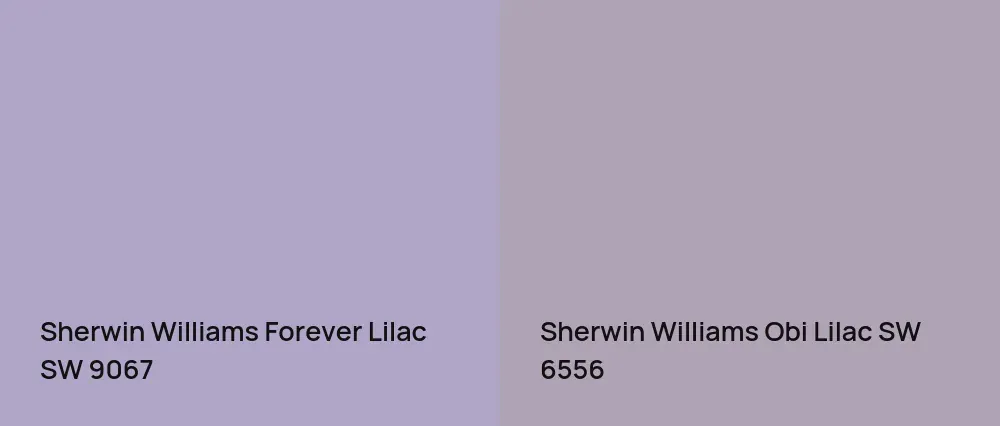 Sherwin Williams Forever Lilac SW 9067 vs Sherwin Williams Obi Lilac SW 6556