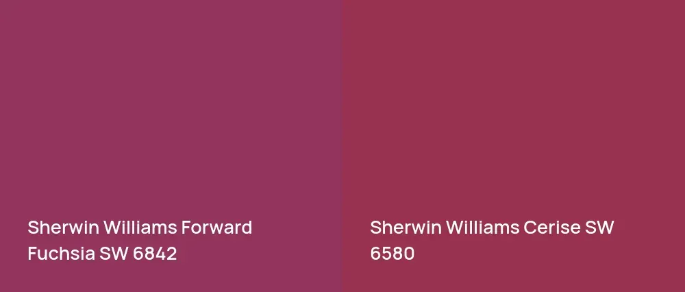 Sherwin Williams Forward Fuchsia SW 6842 vs Sherwin Williams Cerise SW 6580