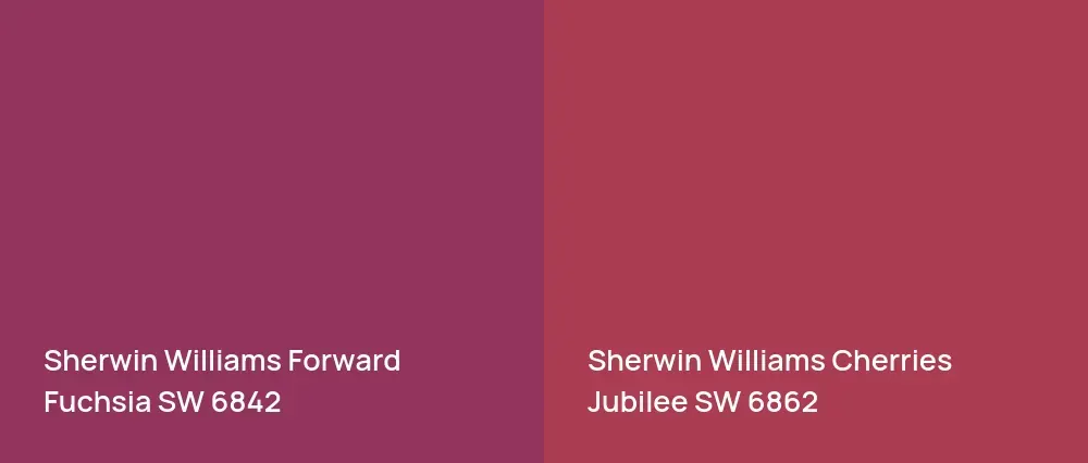 Sherwin Williams Forward Fuchsia SW 6842 vs Sherwin Williams Cherries Jubilee SW 6862