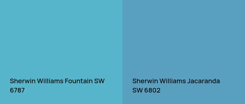 Sherwin Williams Fountain SW 6787 vs Sherwin Williams Jacaranda SW 6802
