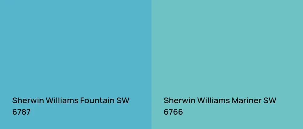 Sherwin Williams Fountain SW 6787 vs Sherwin Williams Mariner SW 6766