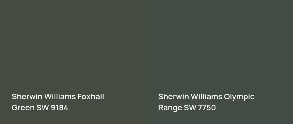 Sherwin Williams Foxhall Green SW 9184 vs Sherwin Williams Olympic Range SW 7750