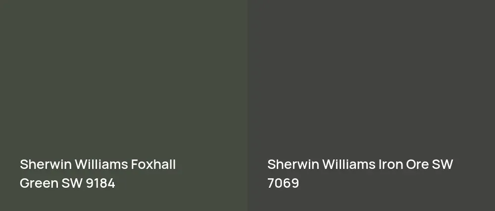 Sherwin Williams Foxhall Green SW 9184 vs Sherwin Williams Iron Ore SW 7069