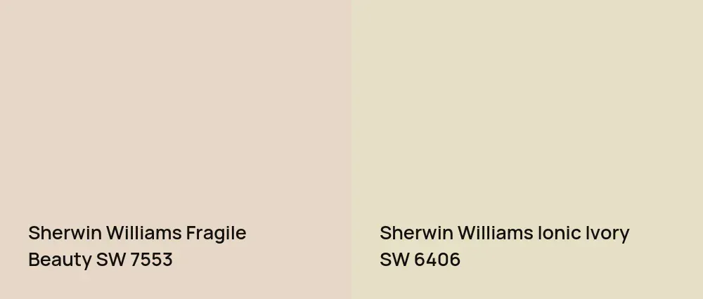 Sherwin Williams Fragile Beauty SW 7553 vs Sherwin Williams Ionic Ivory SW 6406