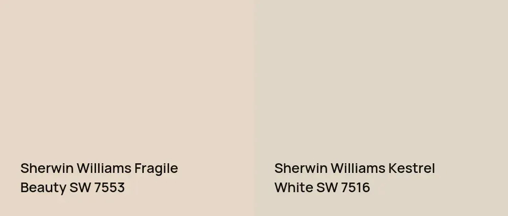 Sherwin Williams Fragile Beauty SW 7553 vs Sherwin Williams Kestrel White SW 7516