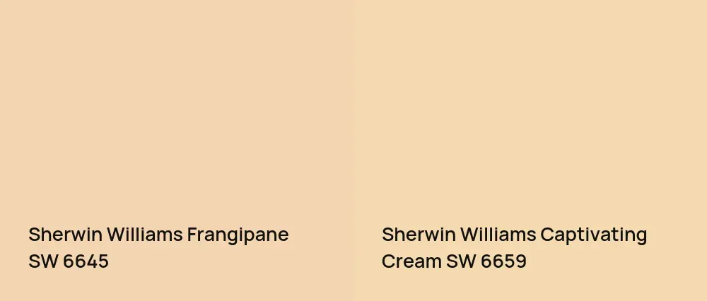 Sherwin Williams Frangipane SW 6645 vs Sherwin Williams Captivating Cream SW 6659