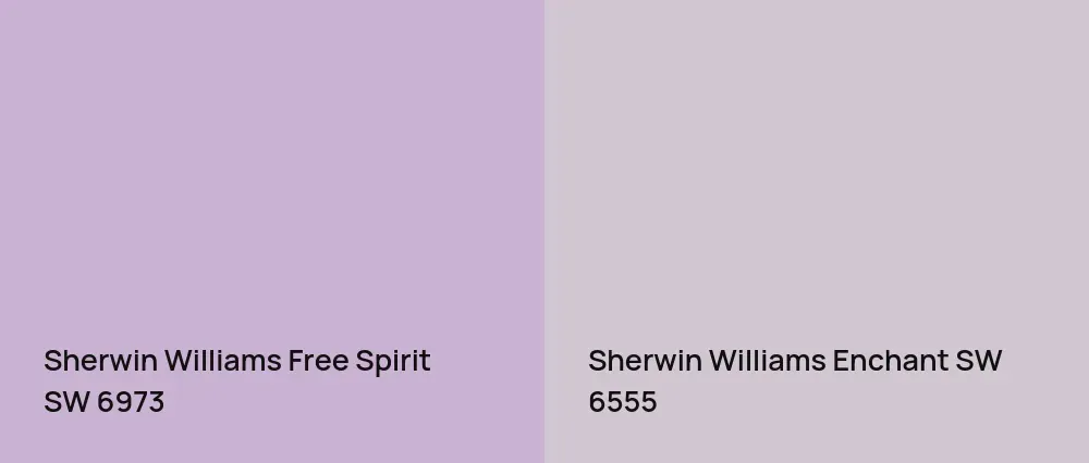 Sherwin Williams Free Spirit SW 6973 vs Sherwin Williams Enchant SW 6555