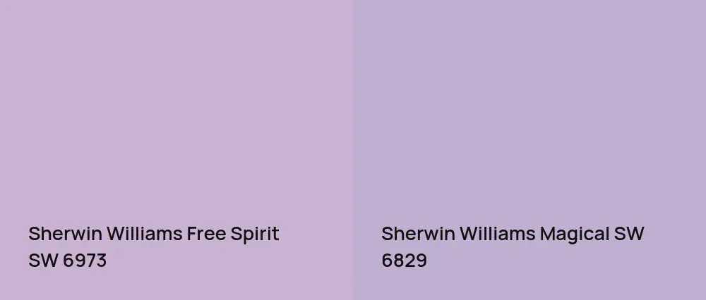 Sherwin Williams Free Spirit SW 6973 vs Sherwin Williams Magical SW 6829