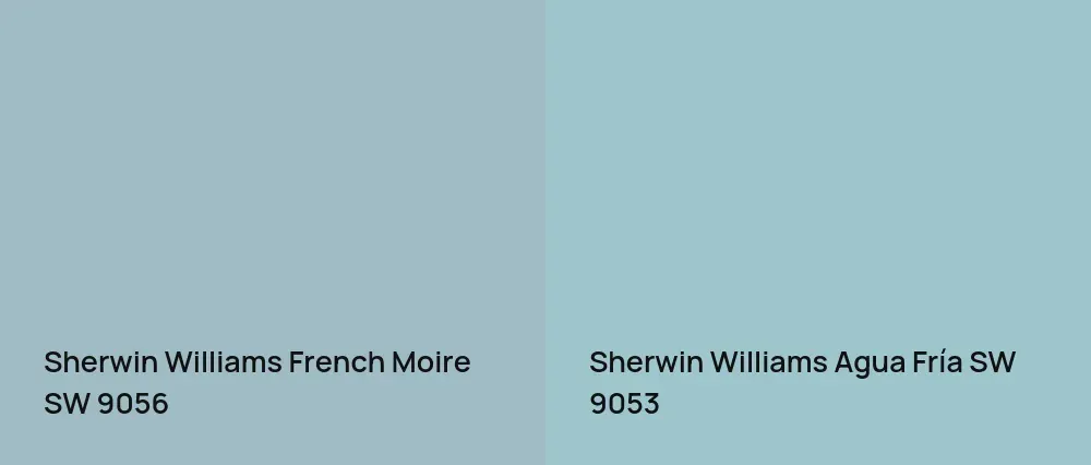 Sherwin Williams French Moire SW 9056 vs Sherwin Williams Agua Fría SW 9053