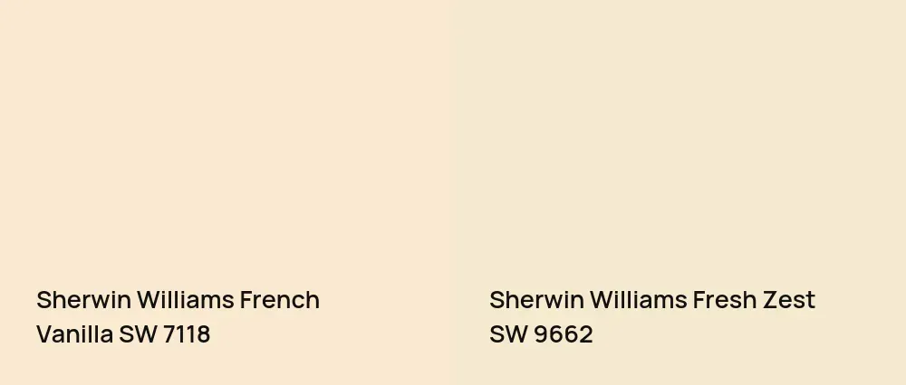 Sherwin Williams French Vanilla SW 7118 vs Sherwin Williams Fresh Zest SW 9662
