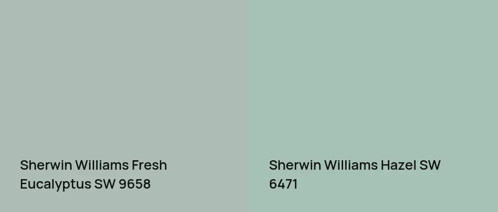 Sherwin Williams Fresh Eucalyptus SW 9658 vs Sherwin Williams Hazel SW 6471