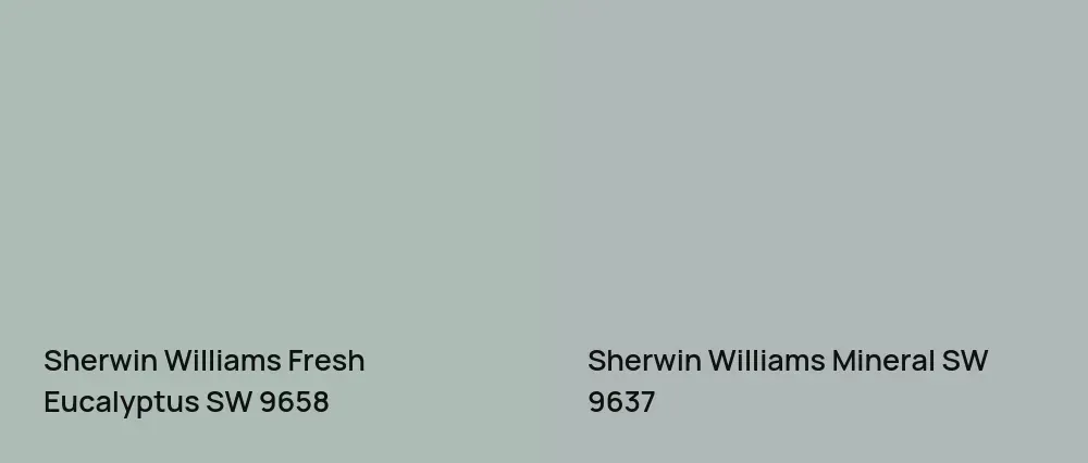 Sherwin Williams Fresh Eucalyptus SW 9658 vs Sherwin Williams Mineral SW 9637