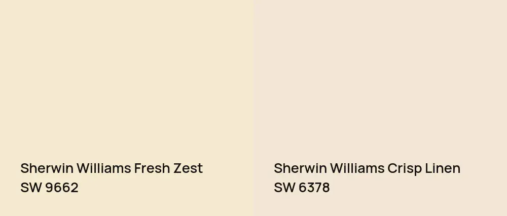 Sherwin Williams Fresh Zest SW 9662 vs Sherwin Williams Crisp Linen SW 6378