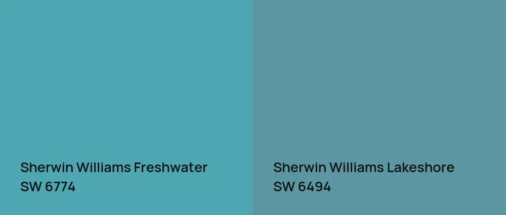 Sherwin Williams Freshwater SW 6774 vs Sherwin Williams Lakeshore SW 6494
