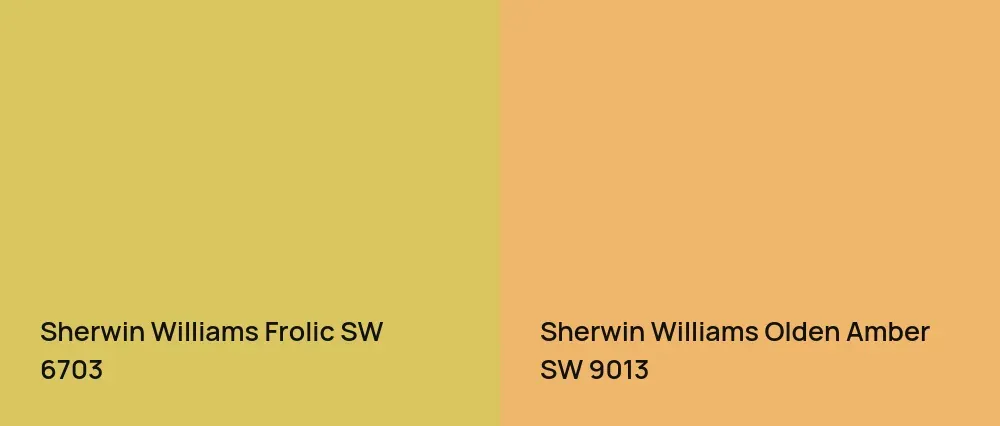 Sherwin Williams Frolic SW 6703 vs Sherwin Williams Olden Amber SW 9013