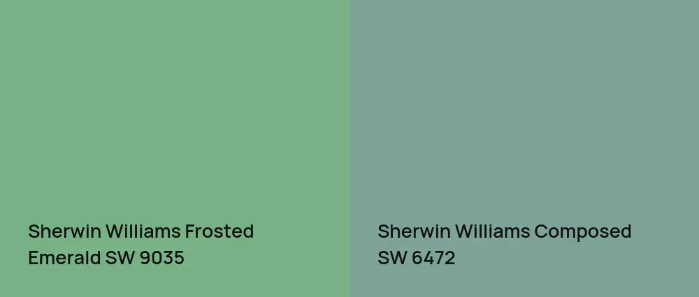 Sherwin Williams Frosted Emerald SW 9035 vs Sherwin Williams Composed SW 6472