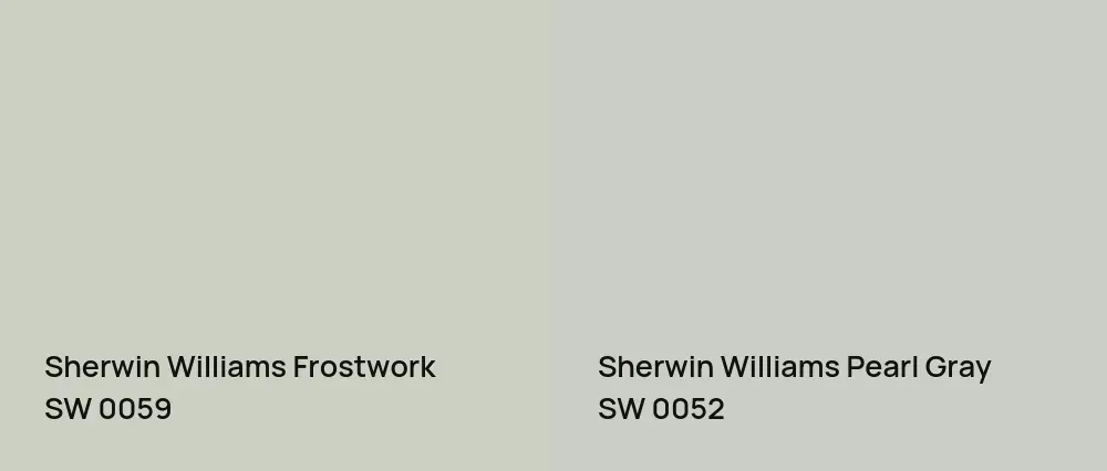 Sherwin Williams Frostwork SW 0059 vs Sherwin Williams Pearl Gray SW 0052
