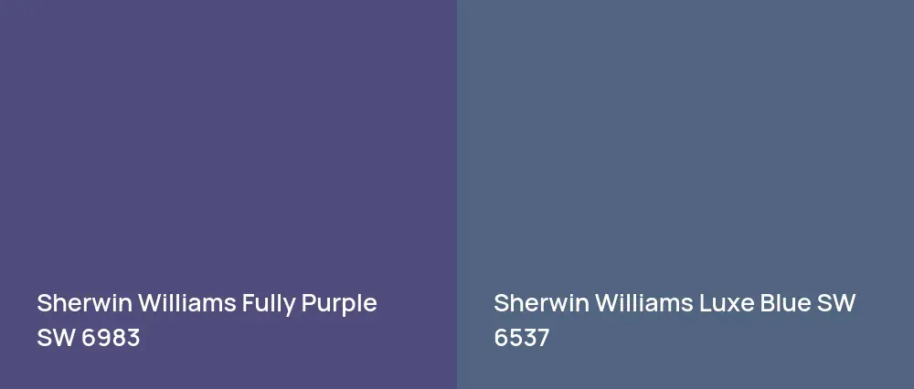 Sherwin Williams Fully Purple SW 6983 vs Sherwin Williams Luxe Blue SW 6537