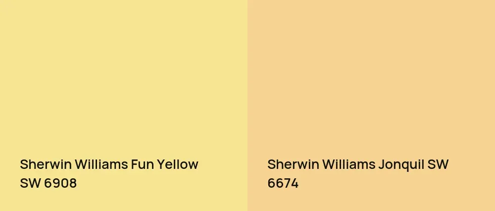 Sherwin Williams Fun Yellow SW 6908 vs Sherwin Williams Jonquil SW 6674