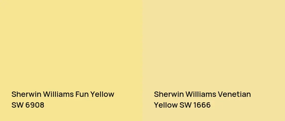 Sherwin Williams Fun Yellow SW 6908 vs Sherwin Williams Venetian Yellow SW 1666