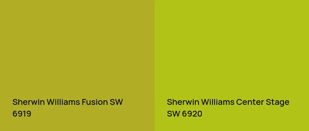 Sherwin Williams Fusion SW 6919 vs Sherwin Williams Center Stage SW 6920